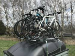 Brenderup 1205S Tilt Camping Trailer - Package 10 - ABS Lid, Load Bars & 4 Cycle carriers