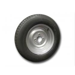 Trailer wheel and tyre |  10" 500 | 4 stud | 4" (100mm) PCD | Silver Rim