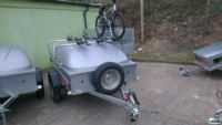 Brenderup 1150S Tilt Camping Trailer - Package 8 - ABS lockable lid & load bars & 2 cycle carriers