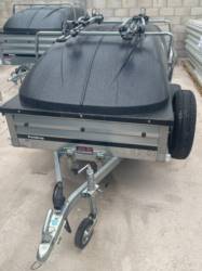 Brenderup 1205S Tilt Camping Trailer - Package 8 - ABS Lid, Load Bars & 2 Cycle carriers