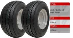 Indespension Trailer Wheel & Tyres Pair | 20.5 x 8.00 -10 | 4" PCD | Bubble Wheel