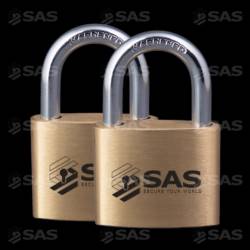 SAS UB40 Padlock 40mm Brass Body, pack of 2 