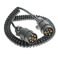 7 Pin Plug to Plug Curly Connecting Lead - 3m Long 