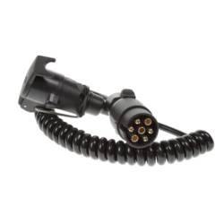 7 Pin Plug to Socket Curly Extension Lead - 2.5m Long 